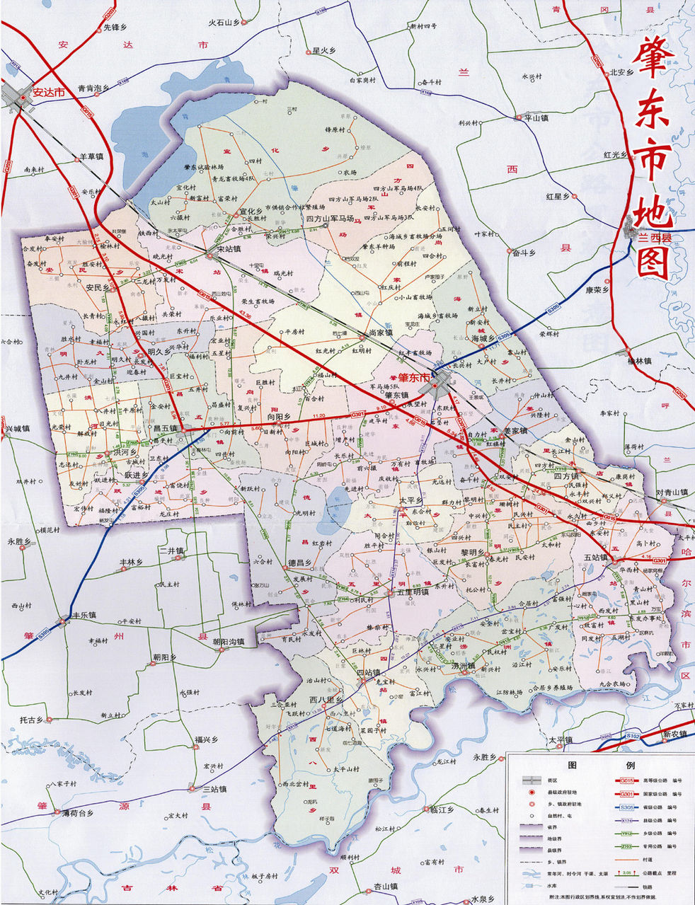 肇东行政区划图